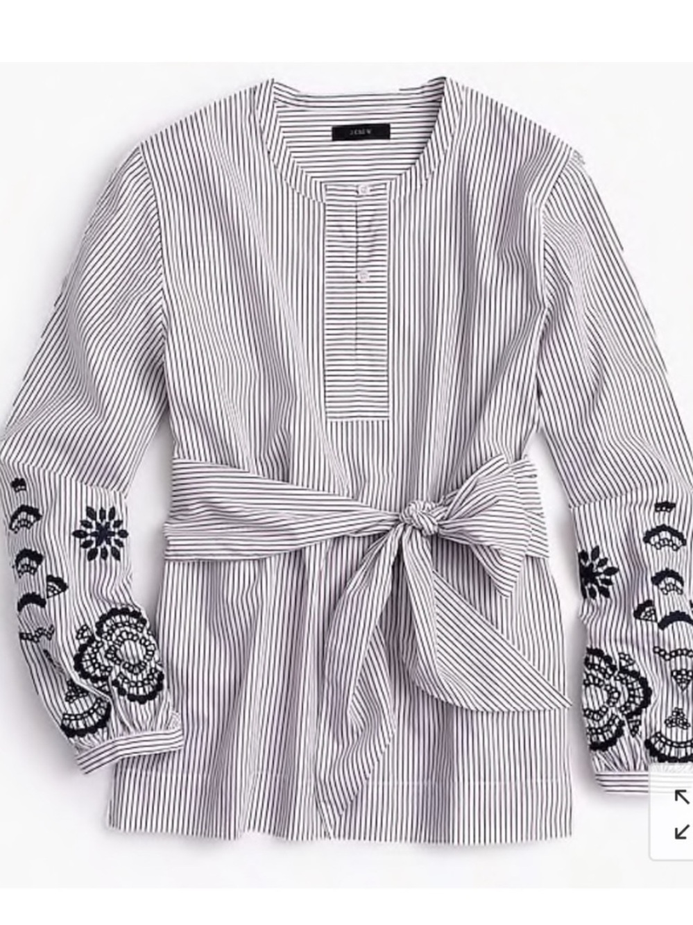 J.Crew Tall embroidered tie-front tunic Size Small